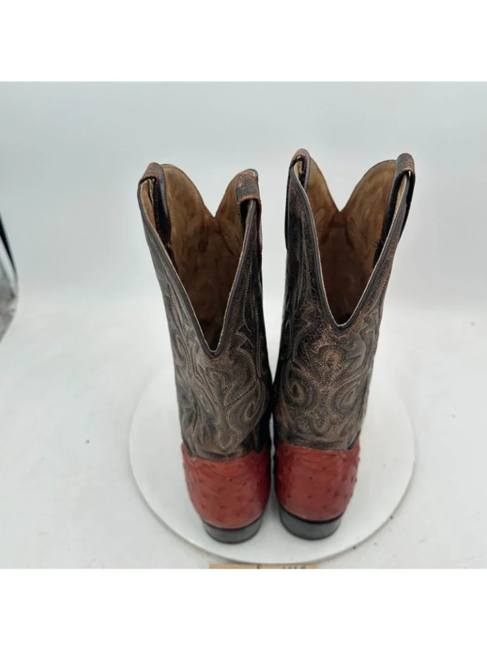 Forastero Size 10.5 Red Quill-Textured Pull-On Western Cowboy Boots